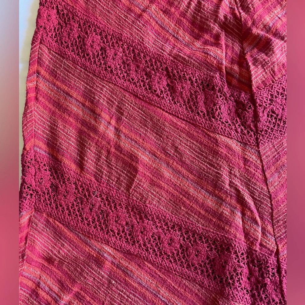 Prana Red Maxi Ginny skirt chevron stripe crochet 100% Cotton Size 6